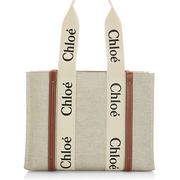 Chloe Handbags - Chloe Medium Woody Linen Tote Bag